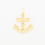 14K Anchor Cross Pendant