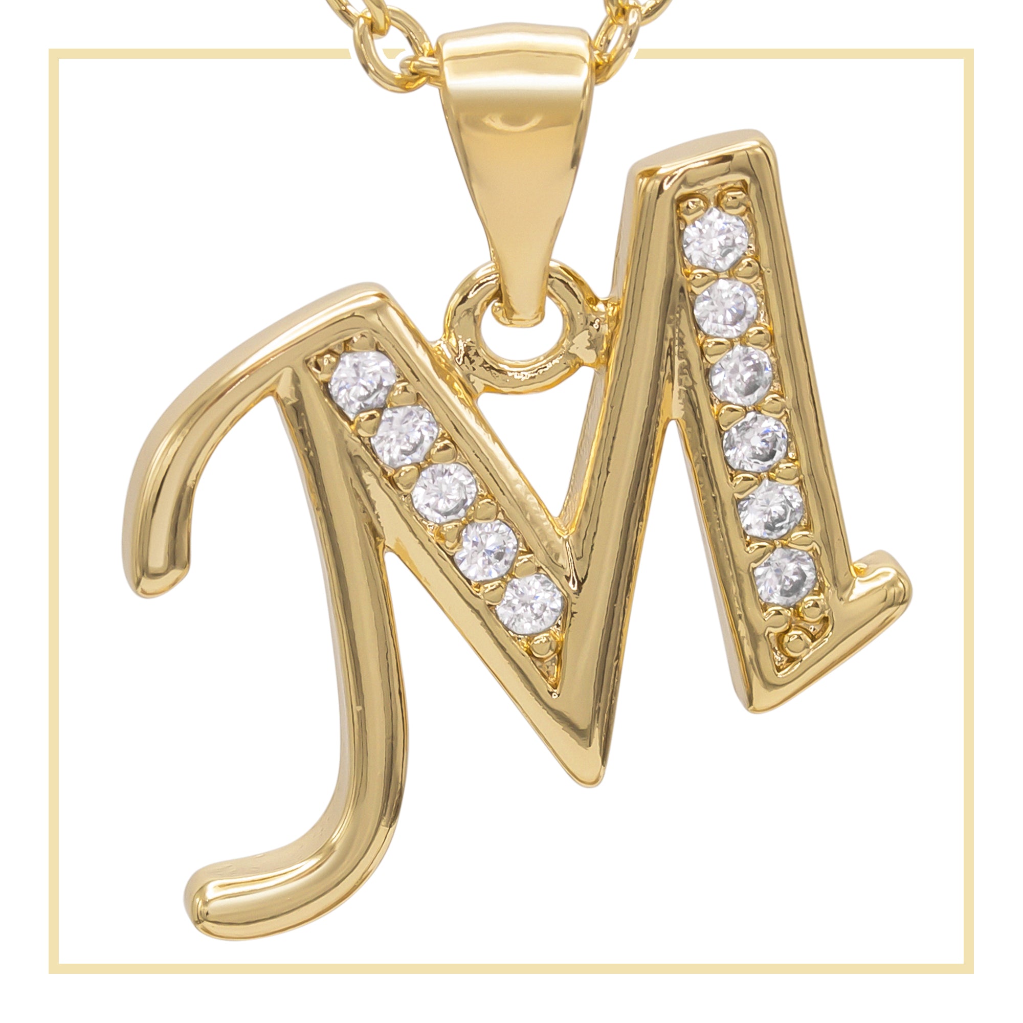 M Letter Initial 14K Gold Filled Letter Pendant