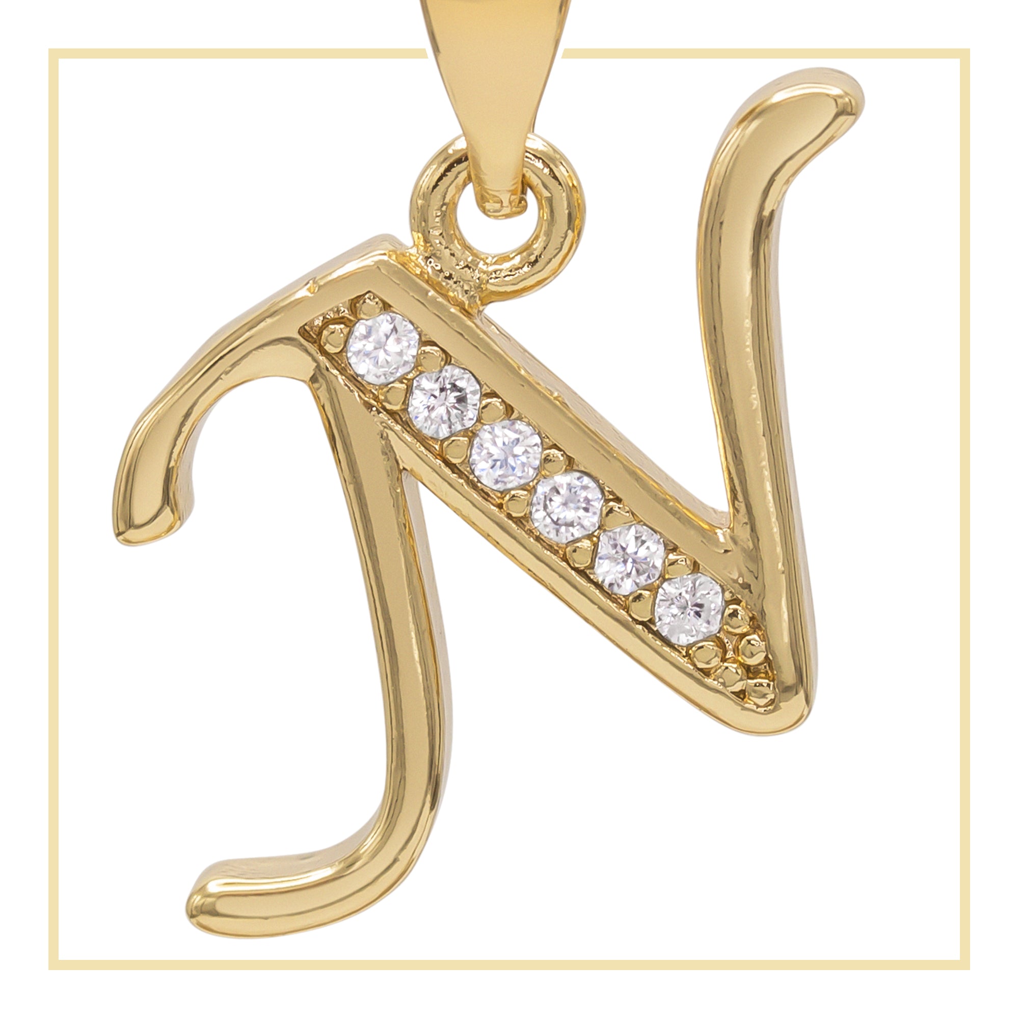 N Letter Initial 14K Gold Filled Letter Pendant