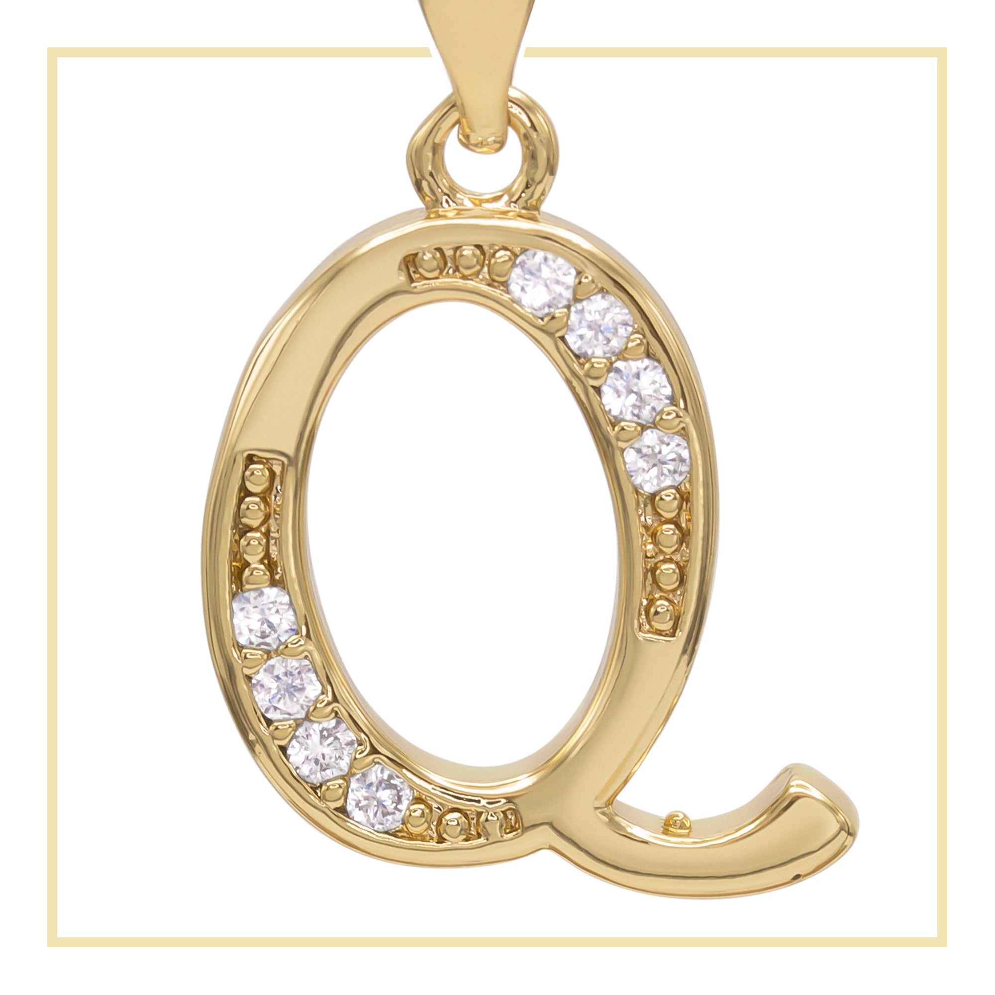 Q Letter Initial 14K Gold Filled Letter Pendant