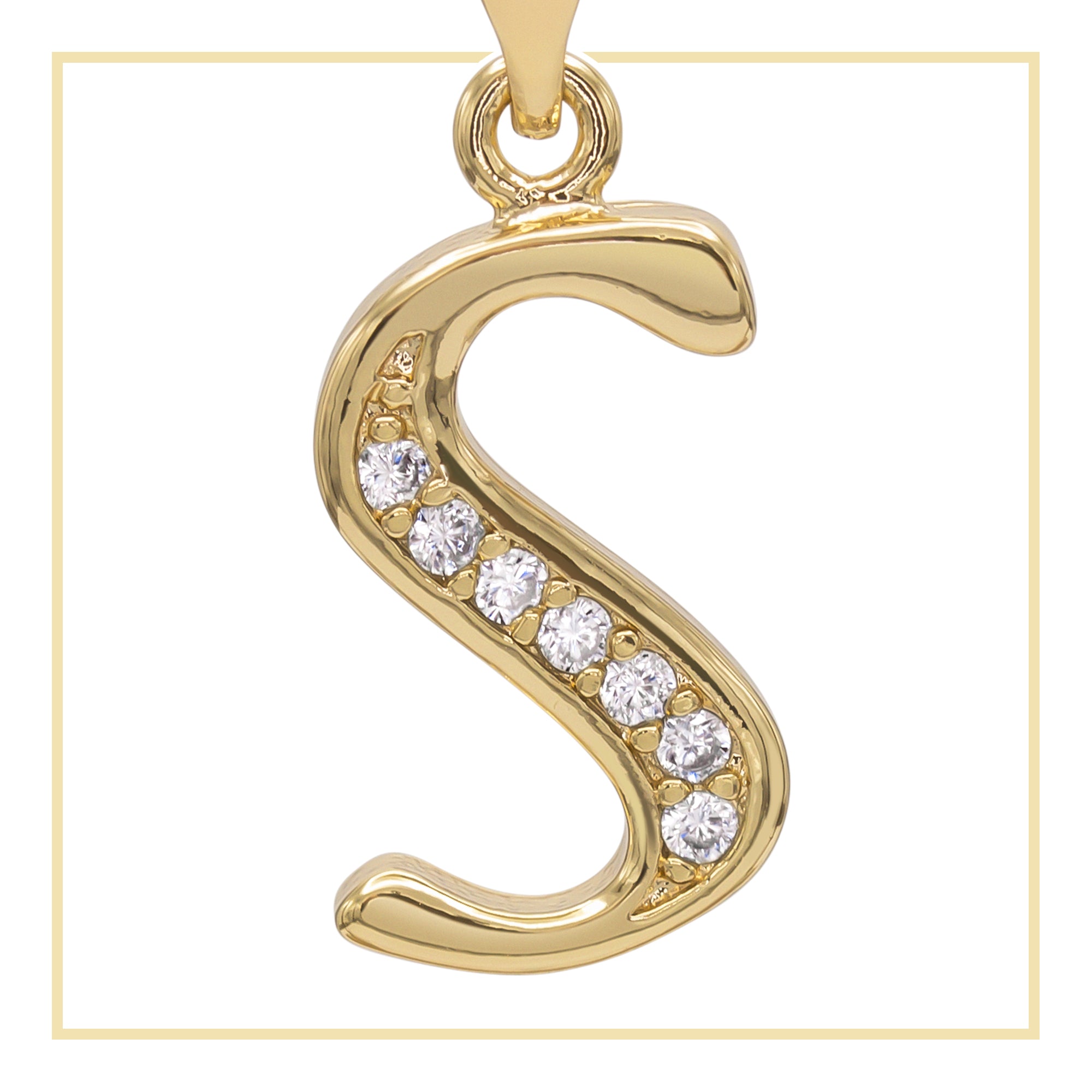 S Letter Initial 14K Gold Filled Letter Pendant
