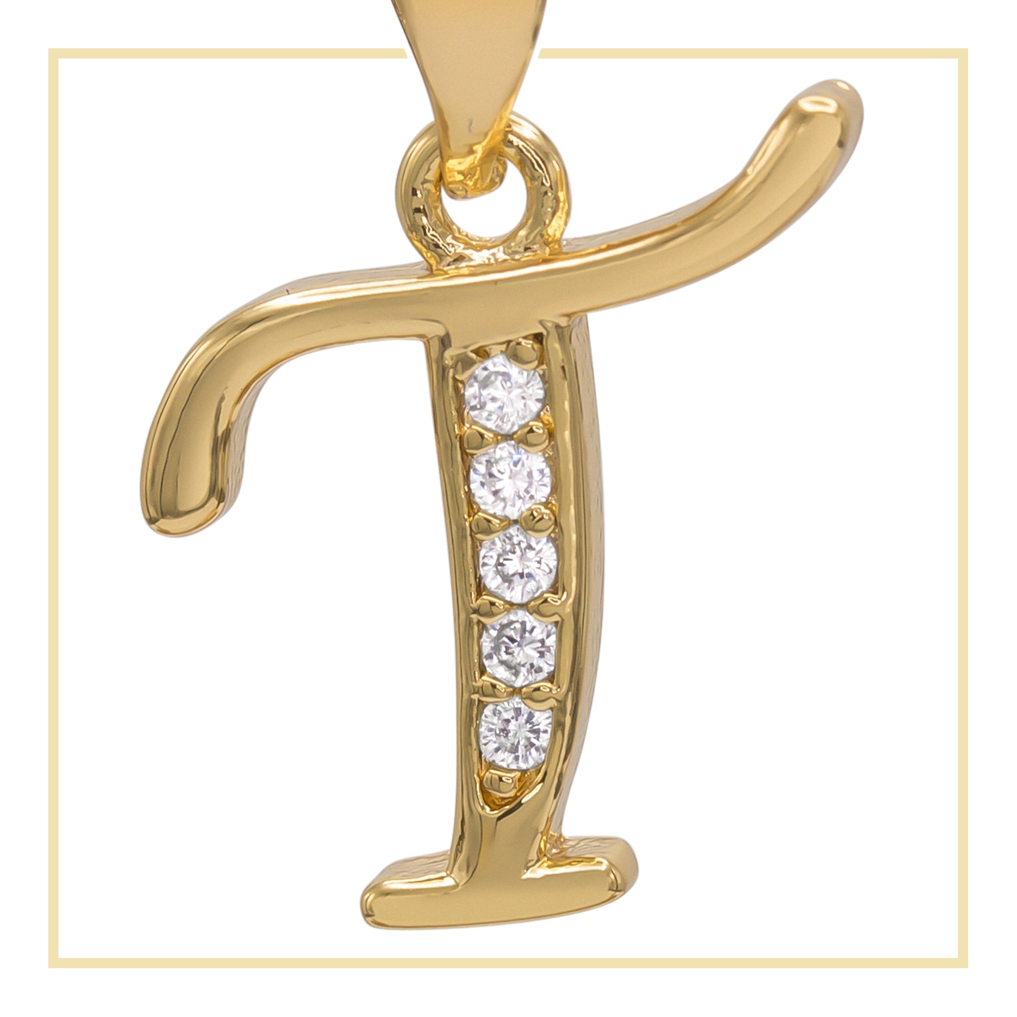 T Letter Initial 14K Gold Filled Letter Pendant