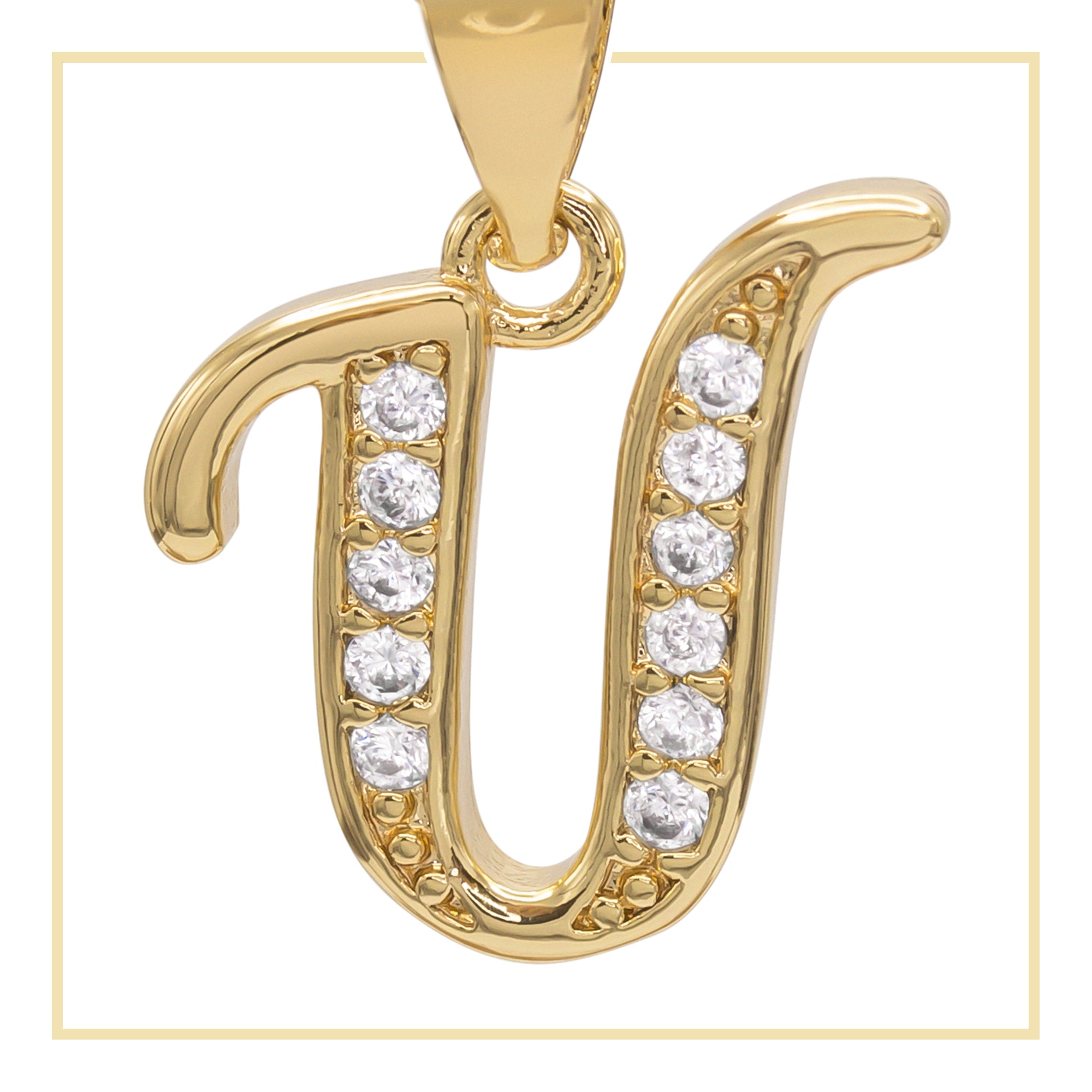 U Letter Initial 14K Gold Filled Letter Pendant