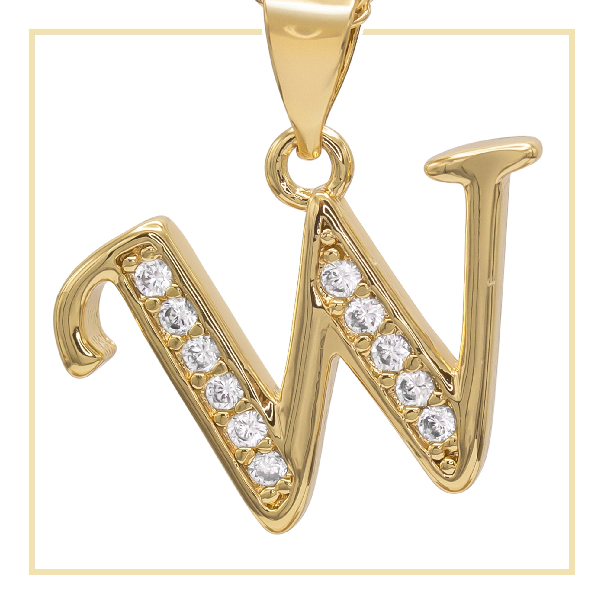 W Letter Initial 14K Gold Filled Letter Pendant