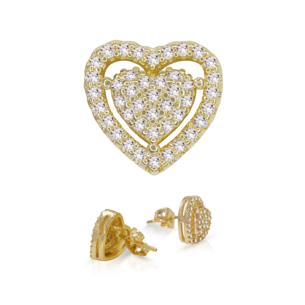 14K gold Filled CZ Heart Stud Earrings