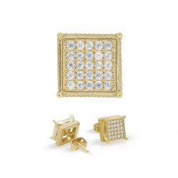 Square 19 CZ Hip Hop 14K Gold Filled Studs